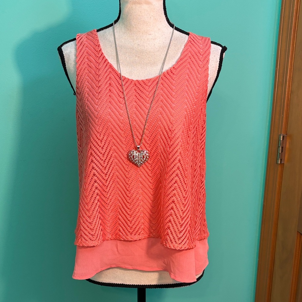 Candie's Coral Chevron Tank Top